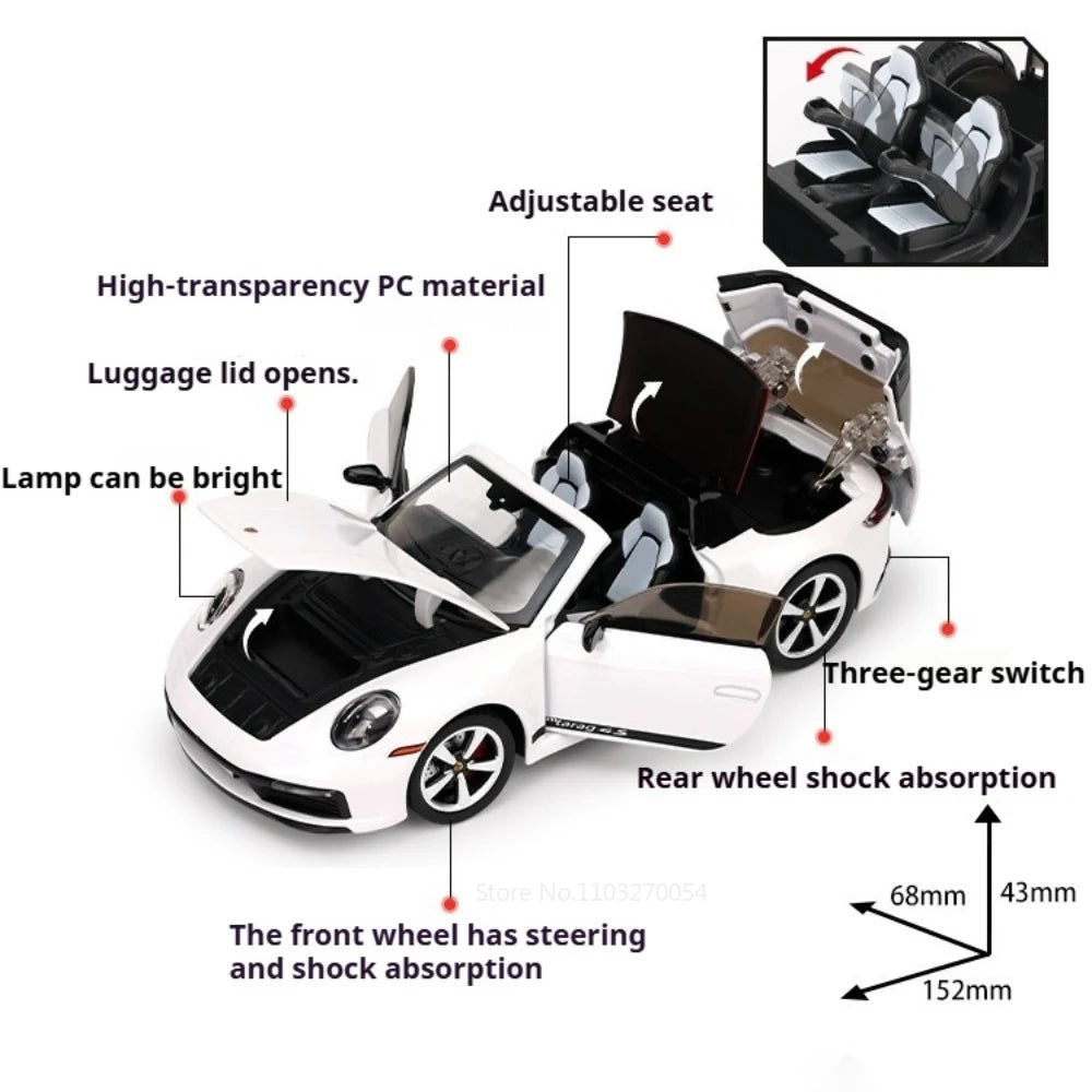 1:32 Scale 911 Targe Supra GT4 Miniature Model Alloy Diecast Toys Car Doors Opened with Sound Light Sportscar Gift That Boy Love