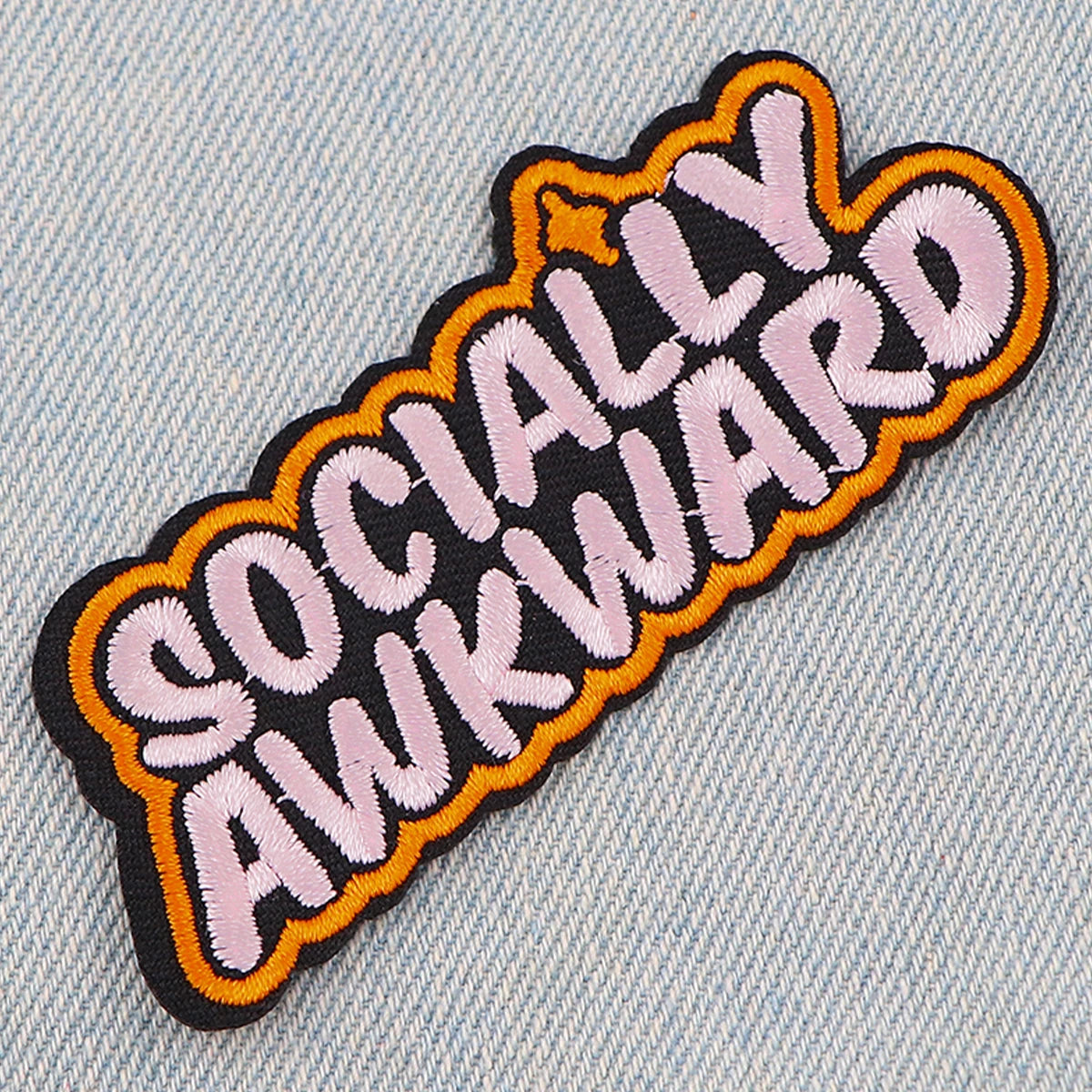 Social Awkward Patch Letters Embroidery Patch Iron On Patches For Clothing Thermoadhesive Patches On Clothes DIY Sew Badges