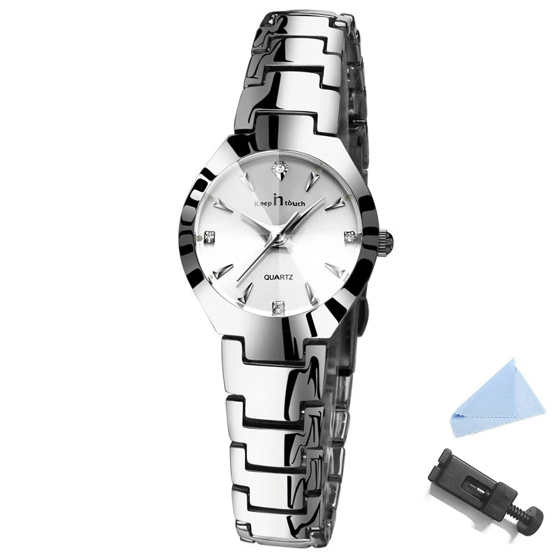 Women's Stainless Steel Watch High-quality Fashion Casual Watches For Women Waterproof Quartz Wristwatch With Calendar Luminous
