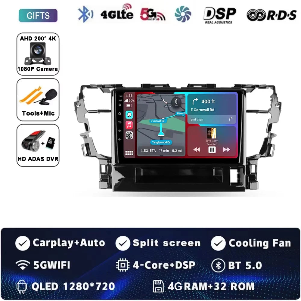 For Toyota Alphard H30 2015 - 2020 Android 15 Car Radio GPS Navigation QLED Carplay Auto Multimedia Stereo Player BT