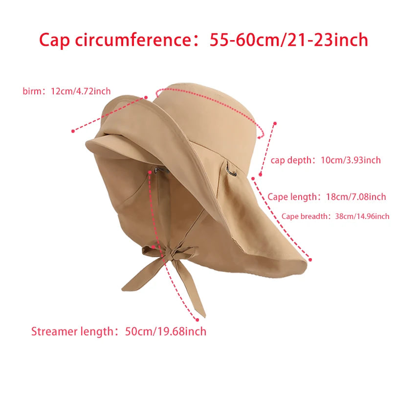 8921Springsummer outdoor double large roof sunscreen hat Korean fashion shawl visor children's quick-drying waterproof fisherma