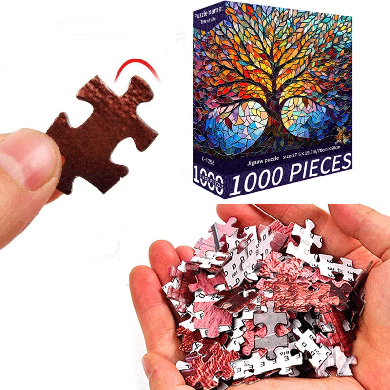 1000-Piece Adult Jigsaw Puzzle of a Vibrant Tree Painting, Large Finished Size 70x50cm (27.5x19.7 Inches)
