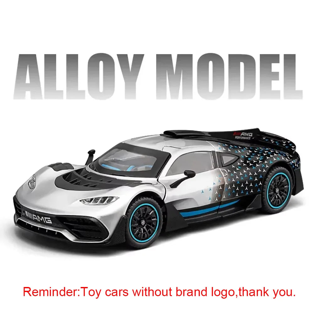 1:24 ONE SLS Alloy Sportscar Toys Model Diecast Vehice Sound Light Pull Back Doors Opened Rubber Tires for Kids Christmas Gifts
