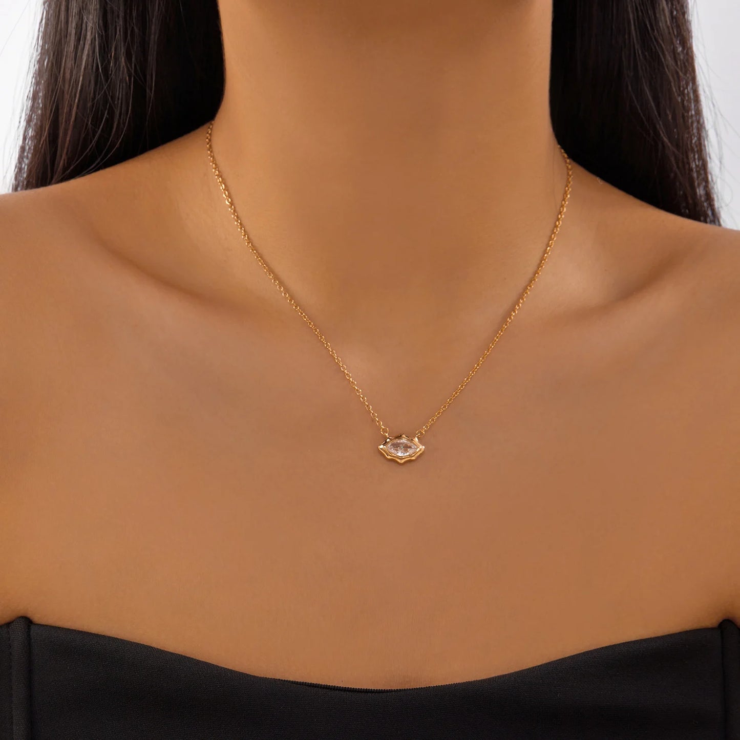 Fashion Crystal Tassel Y-Shaped Pendant Necklace for Women Simple Luxury Inlaid Zircon Clavicle Chain Choker Party Jewelry Gifts