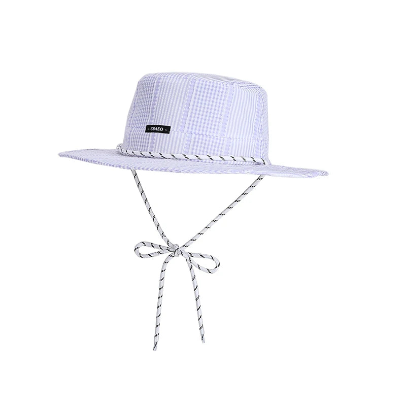 6149-Spring and Summer Women's Casual Fashion Striped Fisherman Hat for Beach Trips with Large Brim for Sun Protection