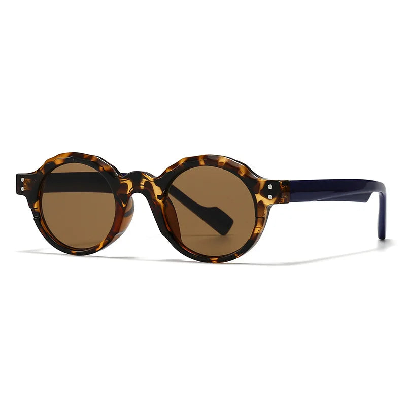 JNPCXI New Fashion Acetate Round Rivets Men Punk Sunglasses Wine Red Shades UV400 Retro Women Trending Sun Glasses