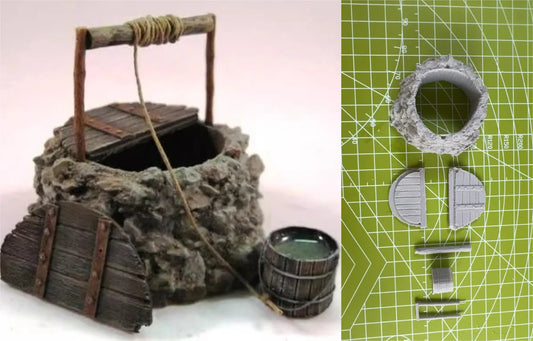1: 35 Die-casting Resin Model GK, Resin Water Well Model Scene Layout in Unpainted State (requires Assembly)