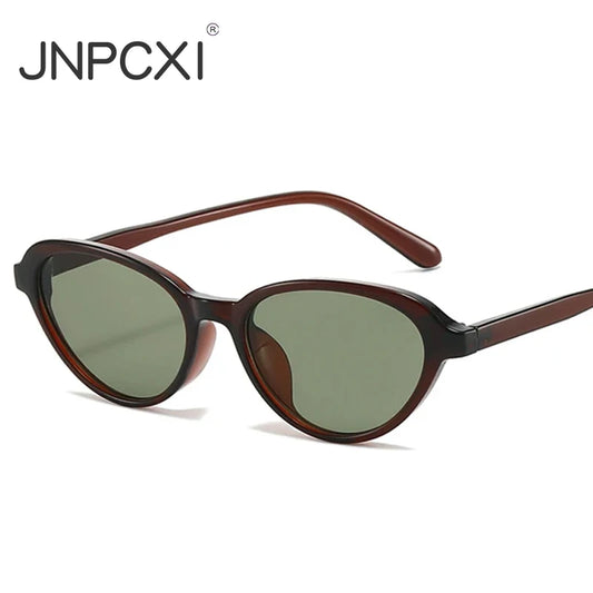 JNPCXI Fashion Cat Eye Sunglasses Women Tea Green Shades UV400 Retro Men Clear Lens Frame