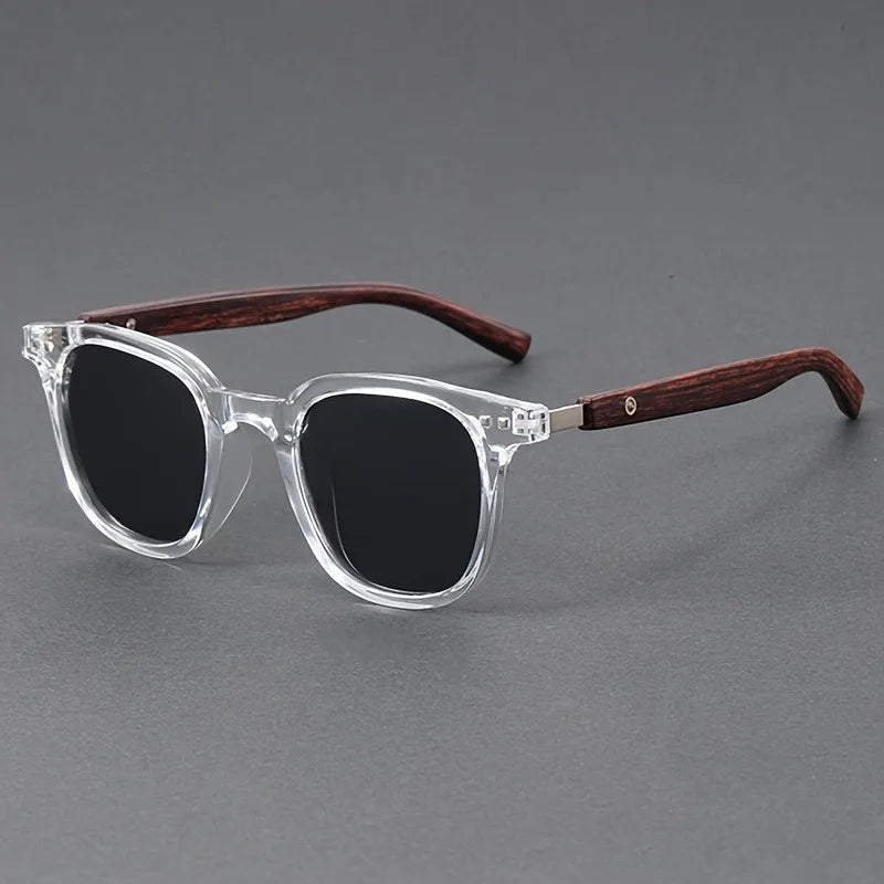 Unisex Retro Large Tortoiseshell Patterned Glasses - Large Round Wooden Frame Retro Non Degree Decorative Glasses
