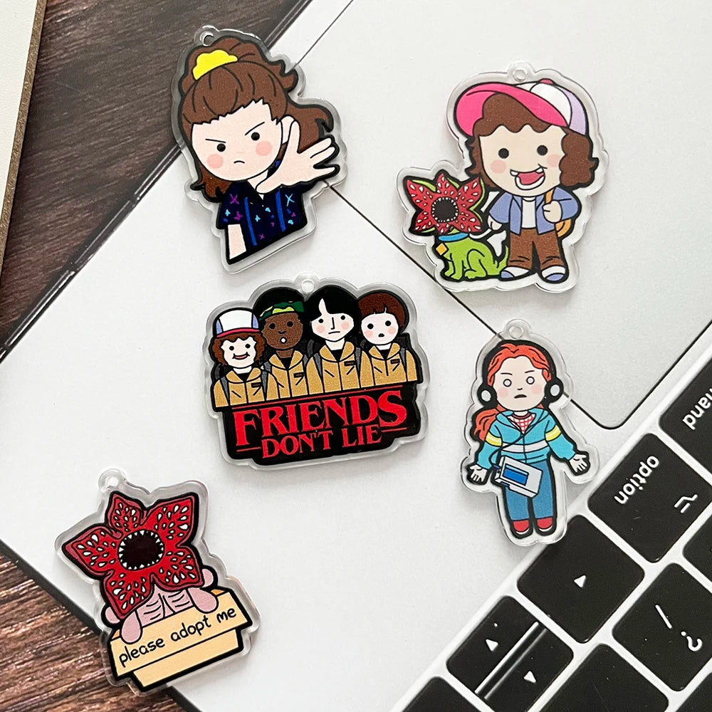 5PCS/Set King Demogorgon Cannibal Flower Acrylic Charms - Cute Horror Pendant for DIY Jewelry Making