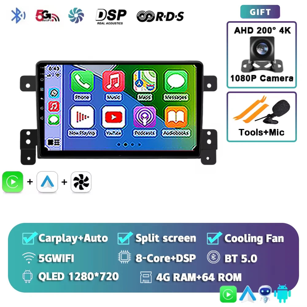 Android 15 Car Radio For Suzuki Grand Vitara 3 2005-2015 Wireless CarPlay Android Auto Multimedia Player GPS 4G WiFi Autoradio 2