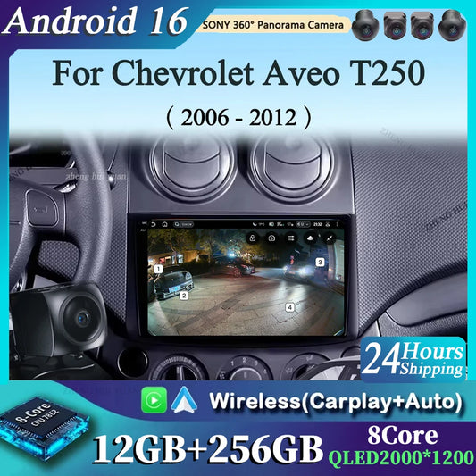 For Chevrolet Aveo T250 2006 - 2012 Nexia 1 2020 2021 - 2022 Android 16 CarPlay Auto Car Radio Multimedia navigation video DVD