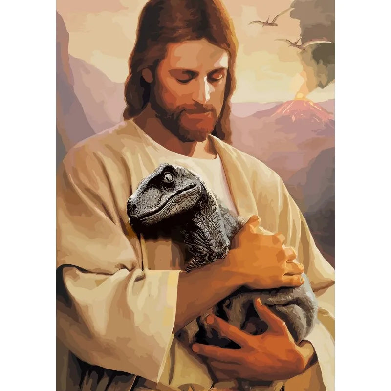 Jesus Lion Christian Lamb Hand of God Canvas Paint Religious Posters Wall Art