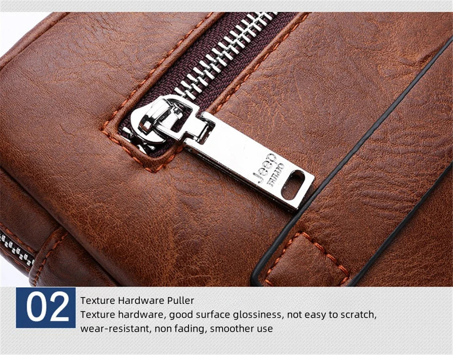 JEEP BULUO Brand Small Men Buckle Bags Leather Shoulder Crossbody Totes Handbags