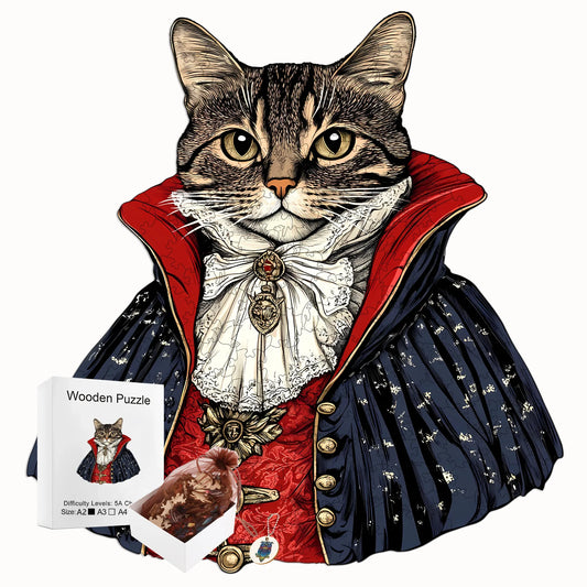 Vintage Cat Portrait Wooden Jigsaw Puzzle Elegant Home Decor Wooden Decoration Christmas and Halloween Gift Toy For Teen And Kid