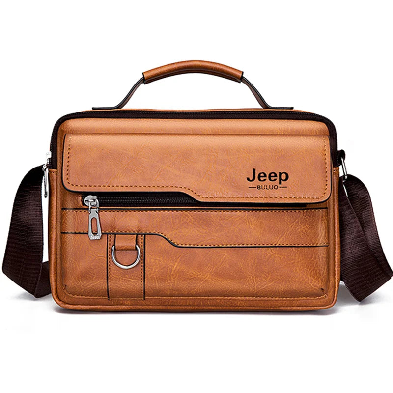 JEEP BULUO Men's Crossbody Shoulder Fashion Business Messenger PU Leather Bags