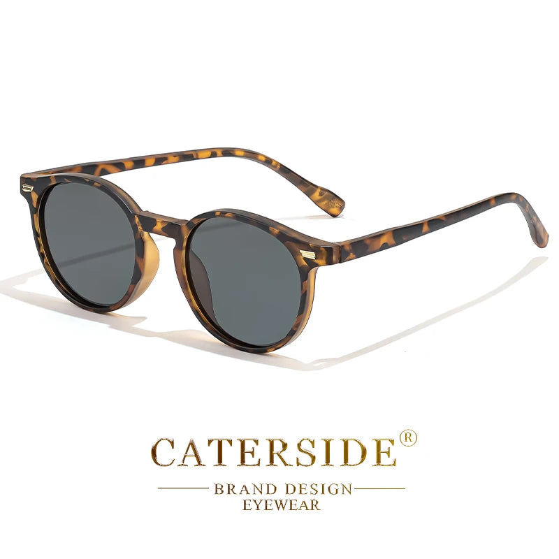 CATERSIDE Retro Polarized Sunglasses Men Round Personalized Fashion Sun Glasses Women Outdoor Driving Beach Sports Eyewear UV400