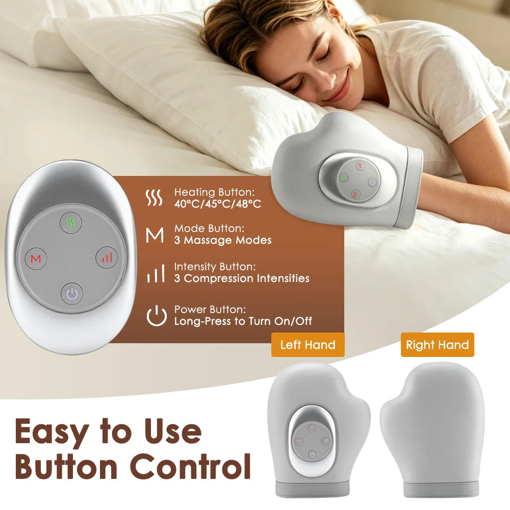 Hand Massager with Airbag Compression Finger Wrist Palm Massage Machine Vibration Kneading Massage Glove for Hand Muscle Relax