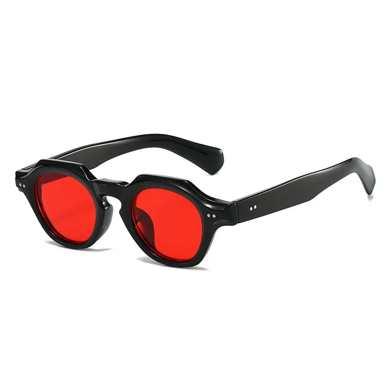 JNPCXI New Fashion Small Polygon Square Sunglasses Women Retro Rivets Shades UV400 Men Red Blue Sun Glasses