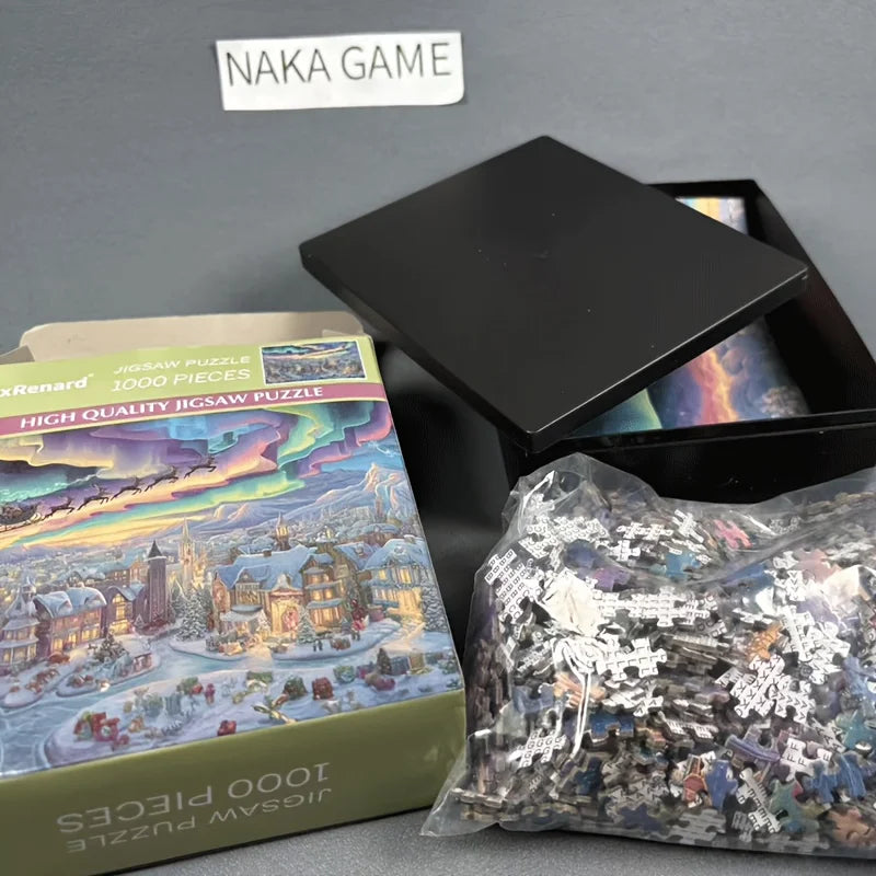 1000pcs Christmas Jigsaw Puzzle Northern Lights Large Puzzle Pieces (15x10 Inches/38x26cm)for Christmas Gifts, Stocking Stuffers