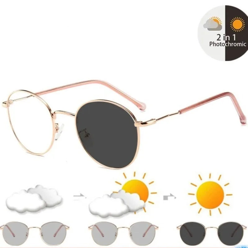 Photochromic Anti Radiation Eyeglasses for Women/Men Anti Rad Sun Adaptive Glass Metal Frame