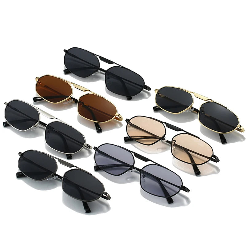 JNPCXI NewRetro Metal Cat Eye Women Sunglasses Fashion Brand Designer Irregular Polygon Men Punk Shades UV400 Sun Glasses