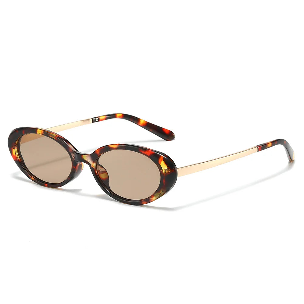 JNPCXI New Retro Oval Sunglasses Women Gradient Leopard UV400 Fashion Punk Men Trending Sun Glasses