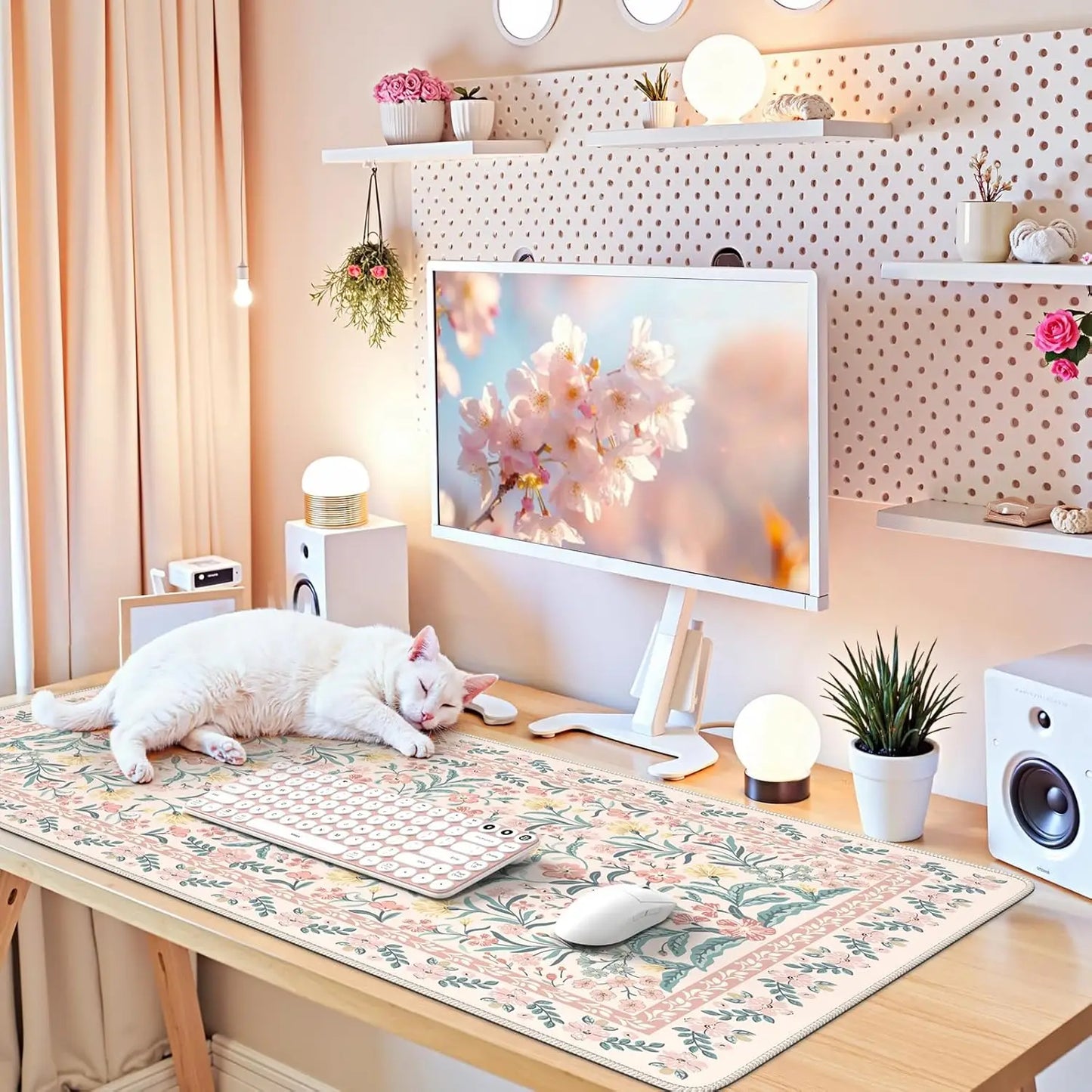 Desk Mat for Keyboard and Mouse, Large Mouse Pad, Desk Pad Mat, Anti-Slip Big Mousepad with Stitched Edges for Computer Desktop