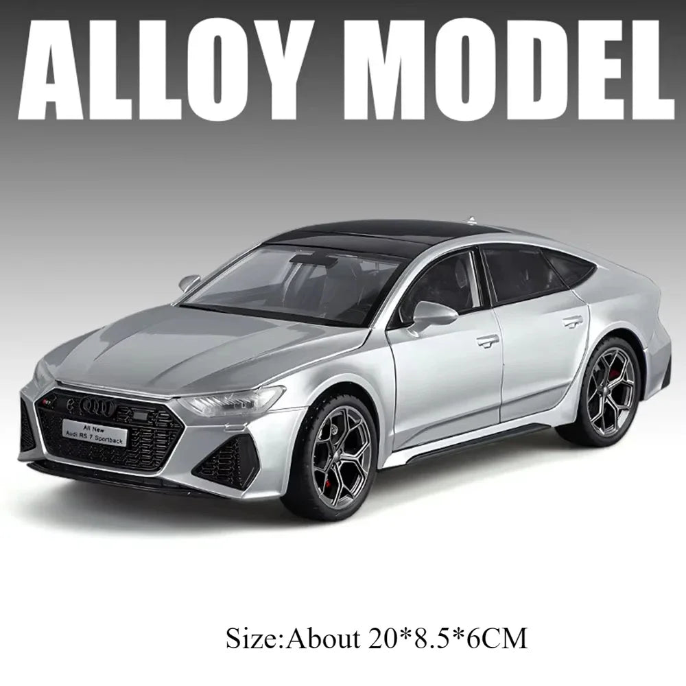 1:24 RS7 Sportback Diecast Model Alloy Toys Car Doors Opened Sound Light Pull Back Front Wheel Steering for Children's Toy Gifts