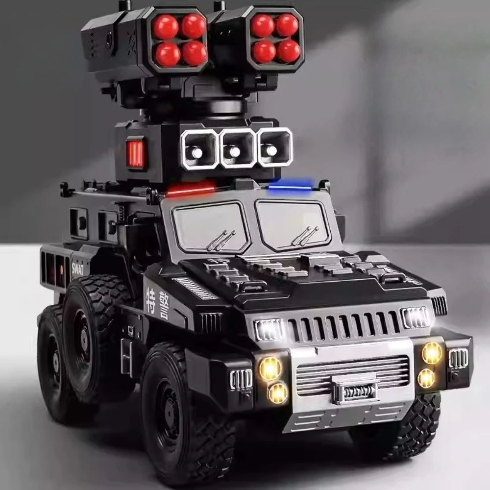 1:50 Alloy Military Armored Vehicles Diecast Model Miniature Toy Light Music Pull Back Doors Opened Car Models for Boy Xmas Gift