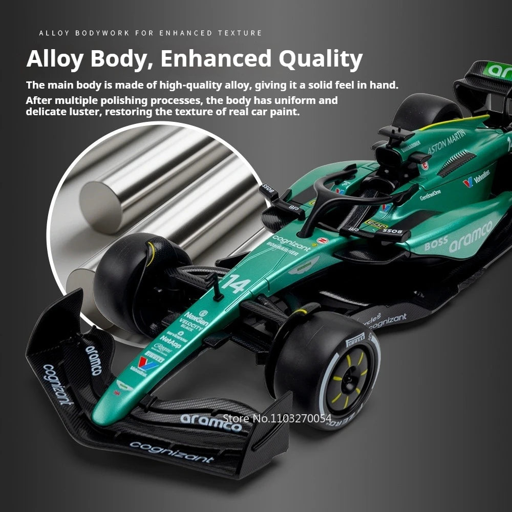 1:24 F1 Formula Racing Car Miniature Model Alloy Diecast Toys Front Wheel Steering Rubber Tire Vehices Display Cabinet Ornaments
