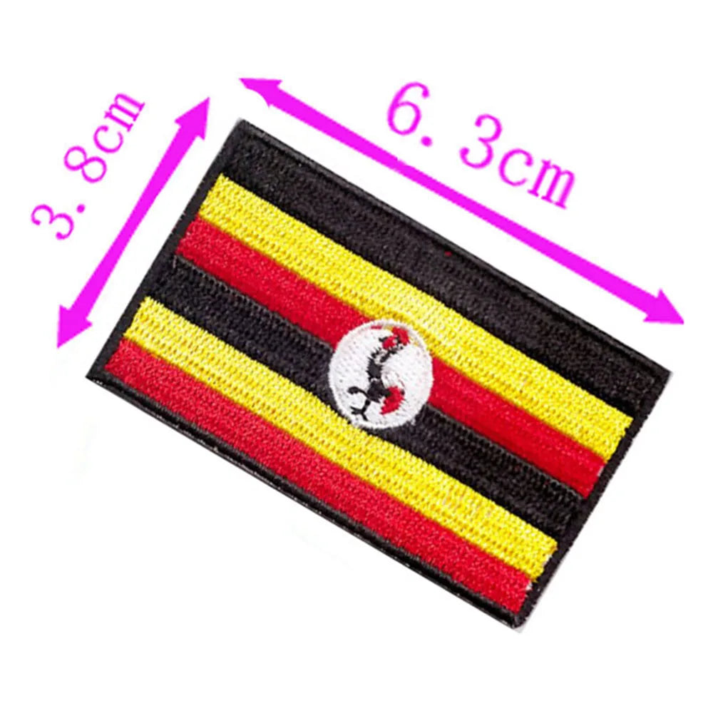 1pc Uganda Country Flag Embroidery Patch 6.3cm Wide Iron On Sew On Backing/Hand Craft/Applique/Hot Cut
