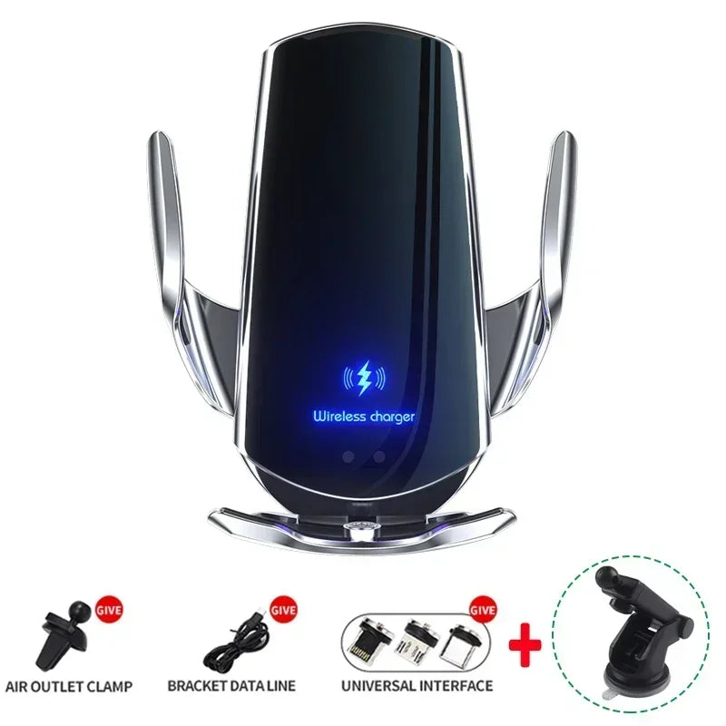 15W Car Magnetic Wireless Charger Automatic Car Mount Phone Holder For iPhone Samsung Infrared Induction Fast Charging