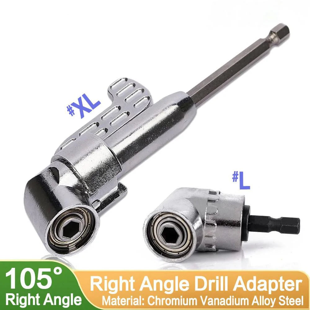 105 Degrees 1/4\ Extension Hex Drill Bit Adjustable Hex Bit Angle Driver Screwdriver Socket Holder Adaptor Tools, L / XL