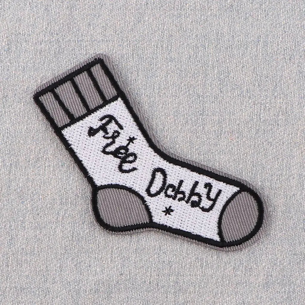 AD2795 Movie Sock Shape Embroidered Patches for Clothing Patches DIY Iron on Patches Punk Patch Sew Applique Sticker