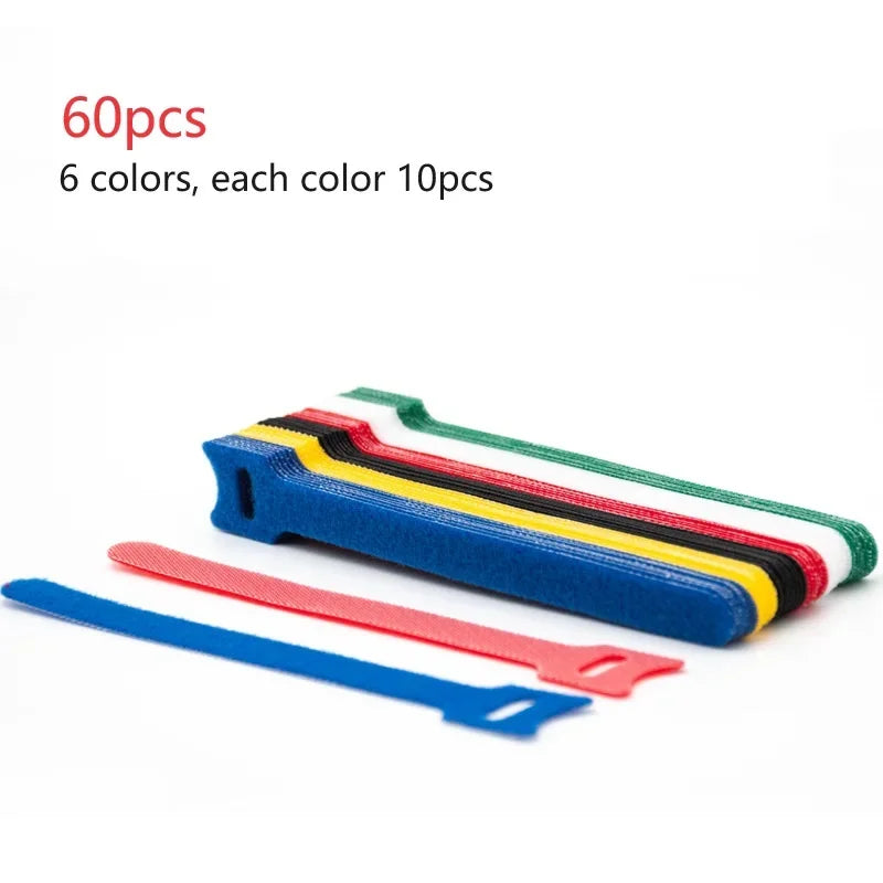 Releasable Cable Ties Durable and Soft Nylon Strap Reusable Velcro Cable Ties Organizer Tool Velcro Self-Adhesive Tapes