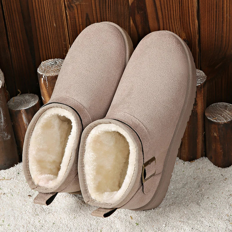 Faux Suede Winter Snow Boots Women Fashion Buckle Short Plush Platform Ankle Boots Woman Plus Size 42 Non Slip Warm Cotton Shoes
