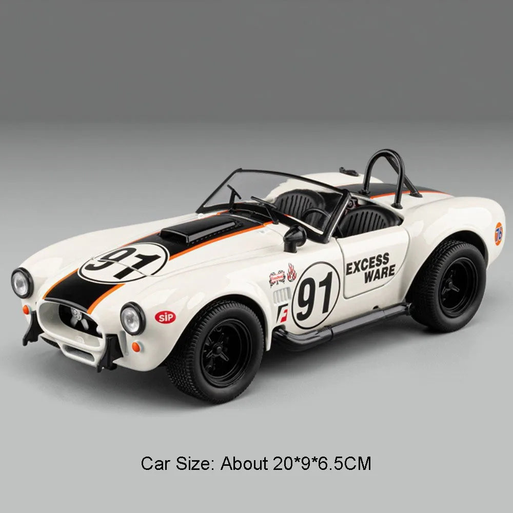 1:22 Shelby Cobra Alloy Diecast Sports Car Model Toys Four Wheel Suspension Sound Light Pull Back Miniature Vehice Birthday Gift