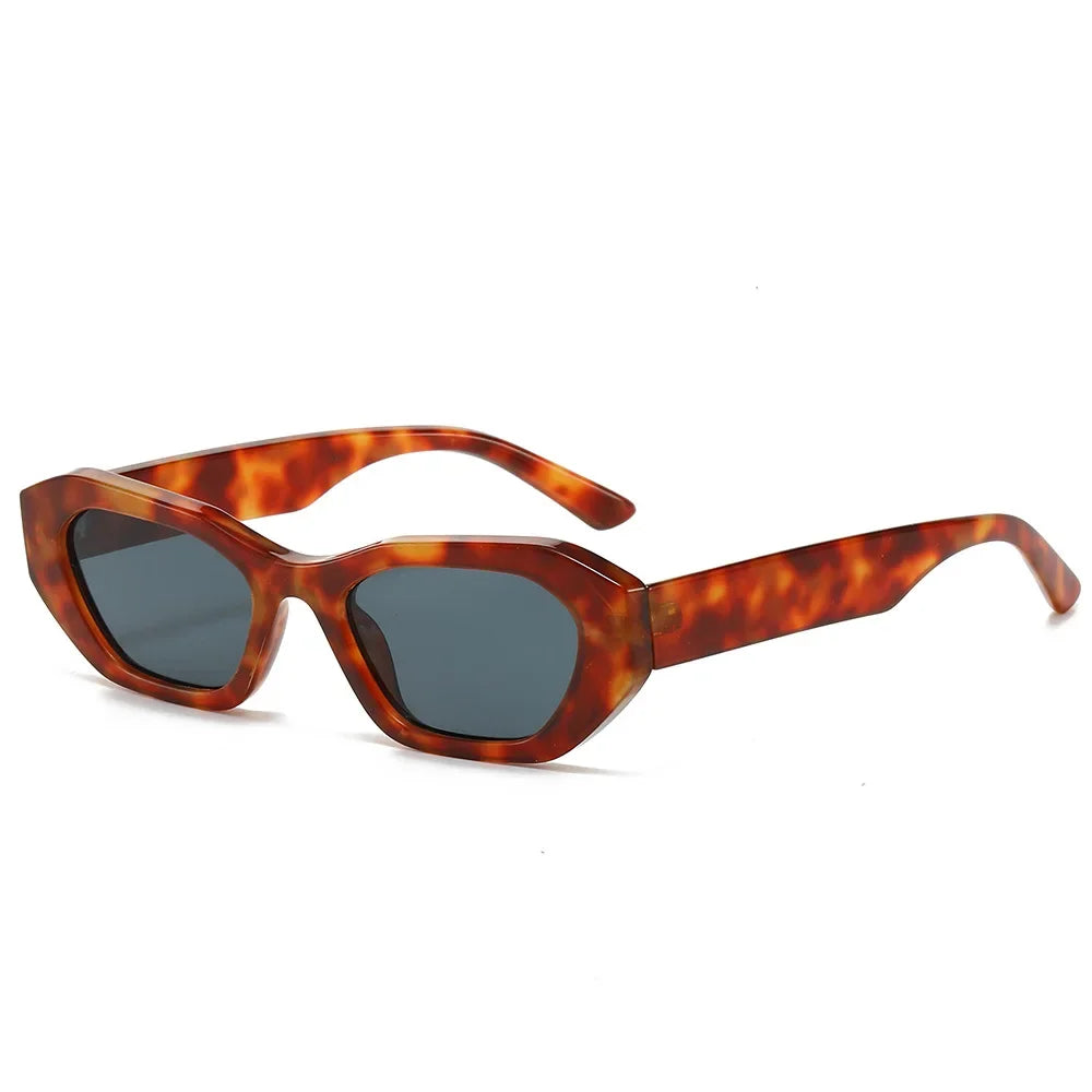 JNPCXI New Retro Small Irregular Cat Eye Sunglasses Women Tea Shades Men Trending Punk Gradient Sun Glasses