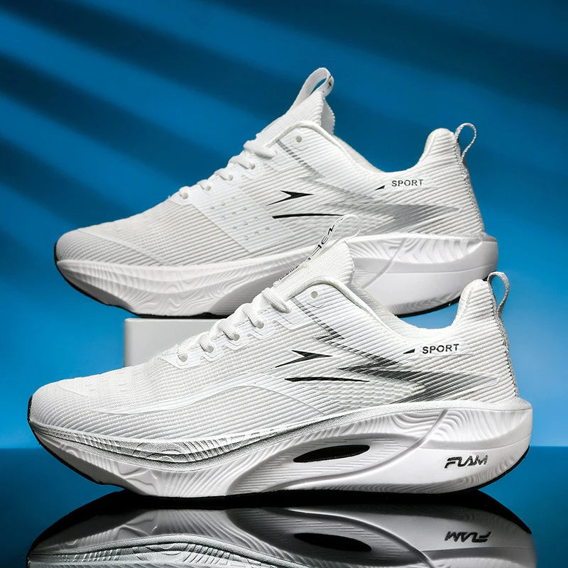 Sports Running Shoes Men Marathon Carbon Board Air Cushion Breathable Lightweight Women's Comfortable Athletic Nonskid Sneakers
