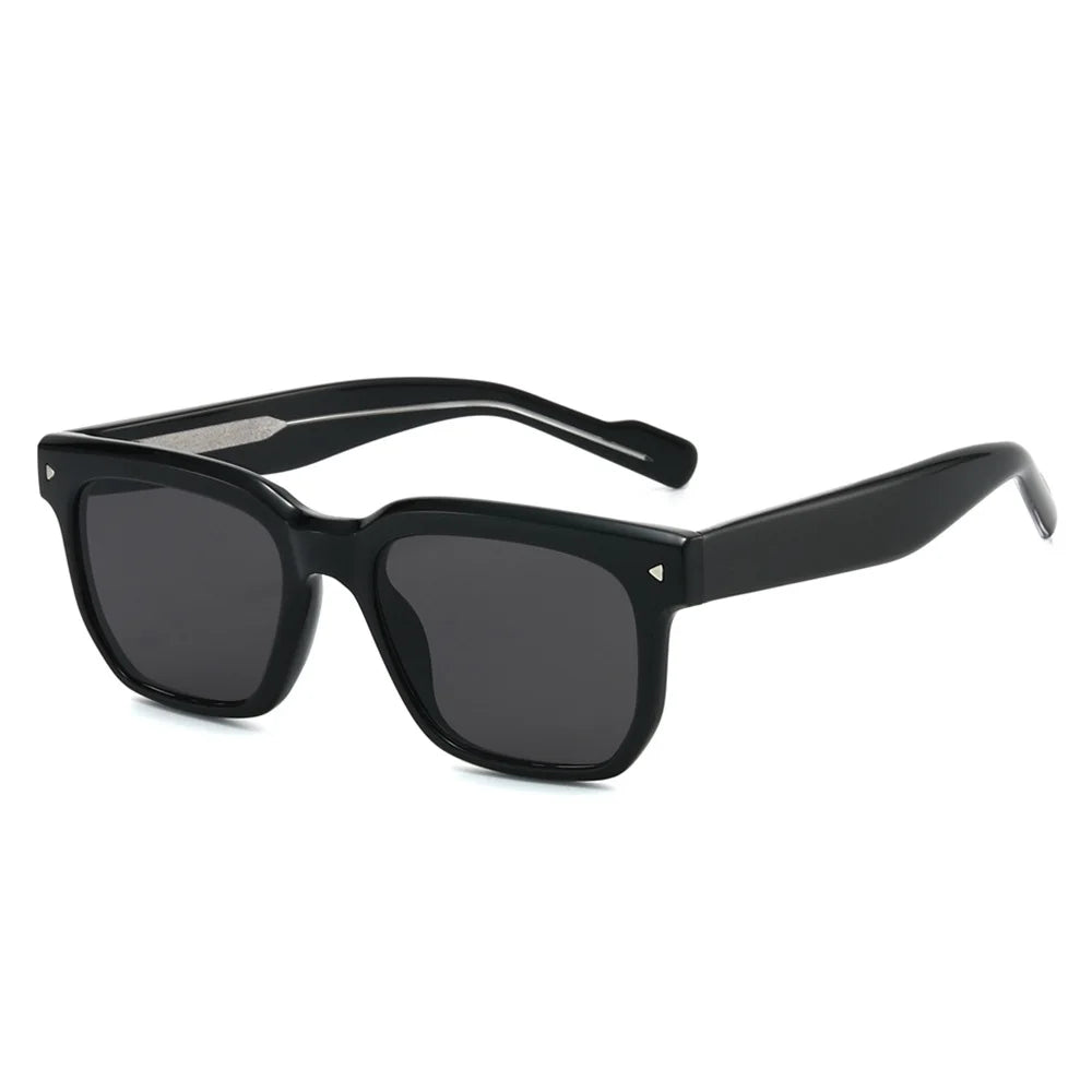 JNPCXI New Square Women Sunglasses Shades UV400 Fashion Clear Lens Frame Retro Rivet Men Sun Glasses