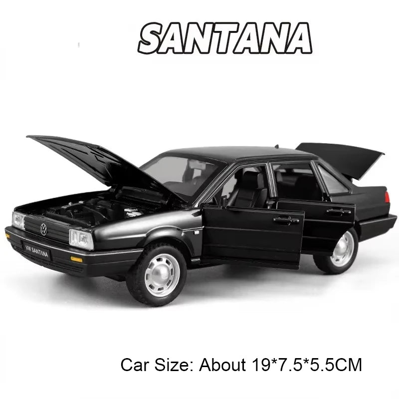 1:24 Beetle Santana Model Car Diecast Alloy Toys Front Wheel Steering with Sound Light Pull Back Models Vintage Cars Collection