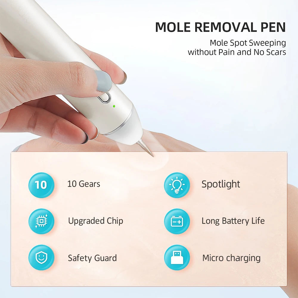 10 Level Laser Plasma Pen With Spotlight Skin Mole Remover Skin Dark Spot Freckle Warts Tag Tattoo Removal Laser Pen Skin Care