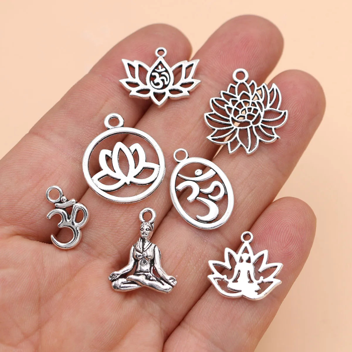 10PCS Silver Plated Yoga Charms Pendant for Jewelry Making Necklace Earrings Bracelet DIY Findings Craft Mix