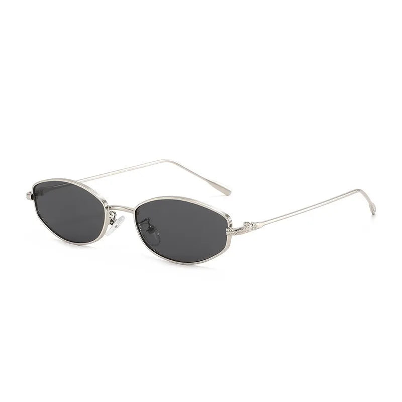 JNPCXI Fashion Small Cat Eye Metal Sunglasses Men Women Outdoor Sun Glasses Vintage Triangle Irregular Design Punk Eyeglasses