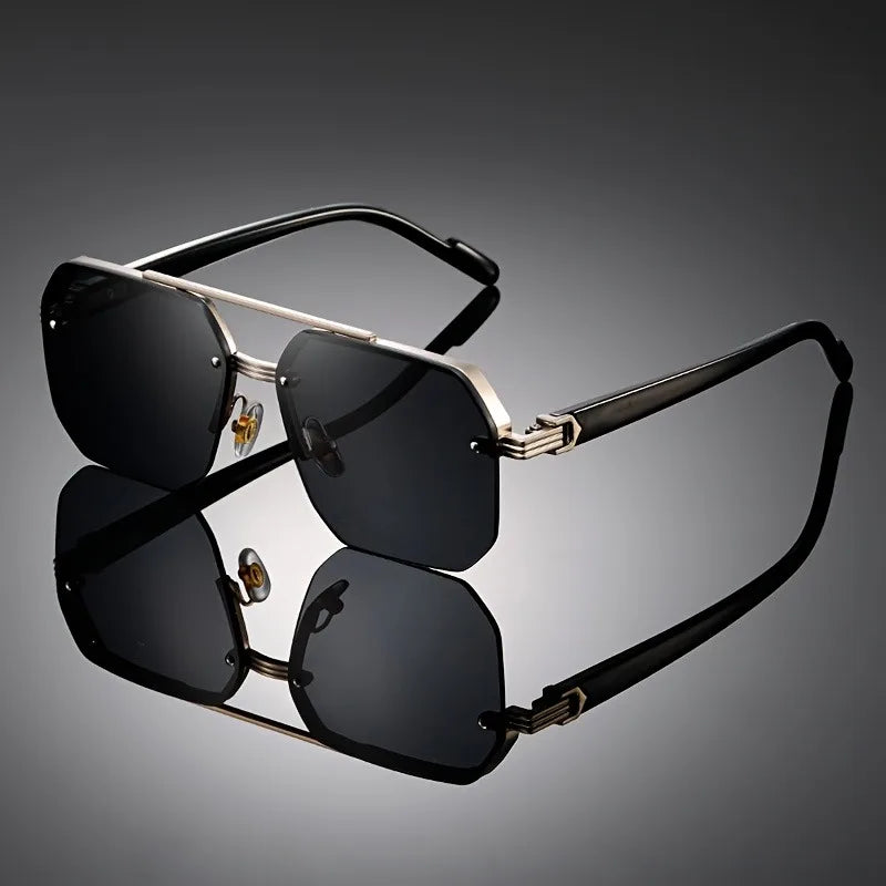 1 Pair of Retro Large Frame Polygonal Half Frame Fashionable Glasses, Suitable for Birthday Gifts and Photography Props