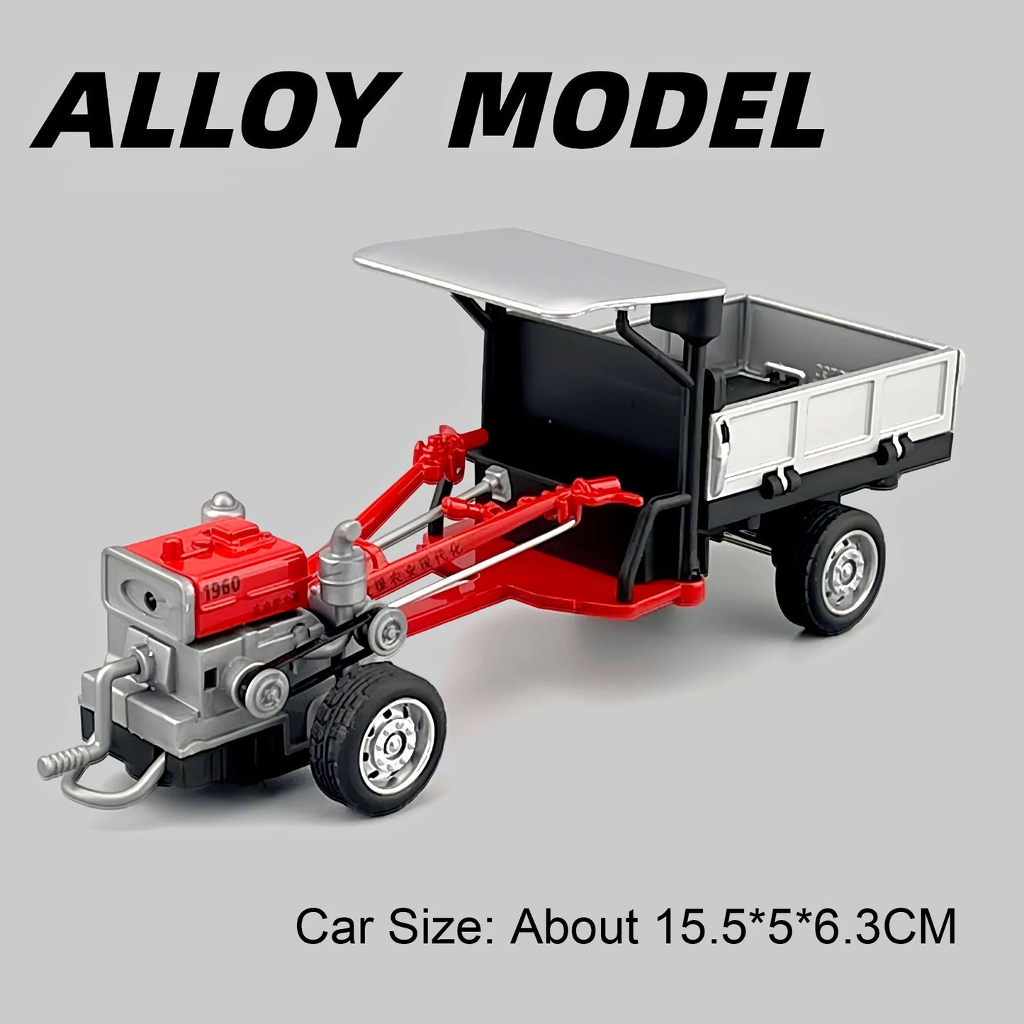 1:32 Agricultural Walking Tractor Diecast Car Alloy Model Toys with Sound Light Front Steering Rubber Tire Vehcie Children Gifts