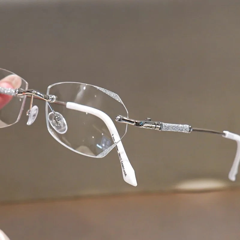 Frameless Shiny Square Reading Glasses Comfortable Decorative Glasses Unisex Oval Frameless Reading Glasses