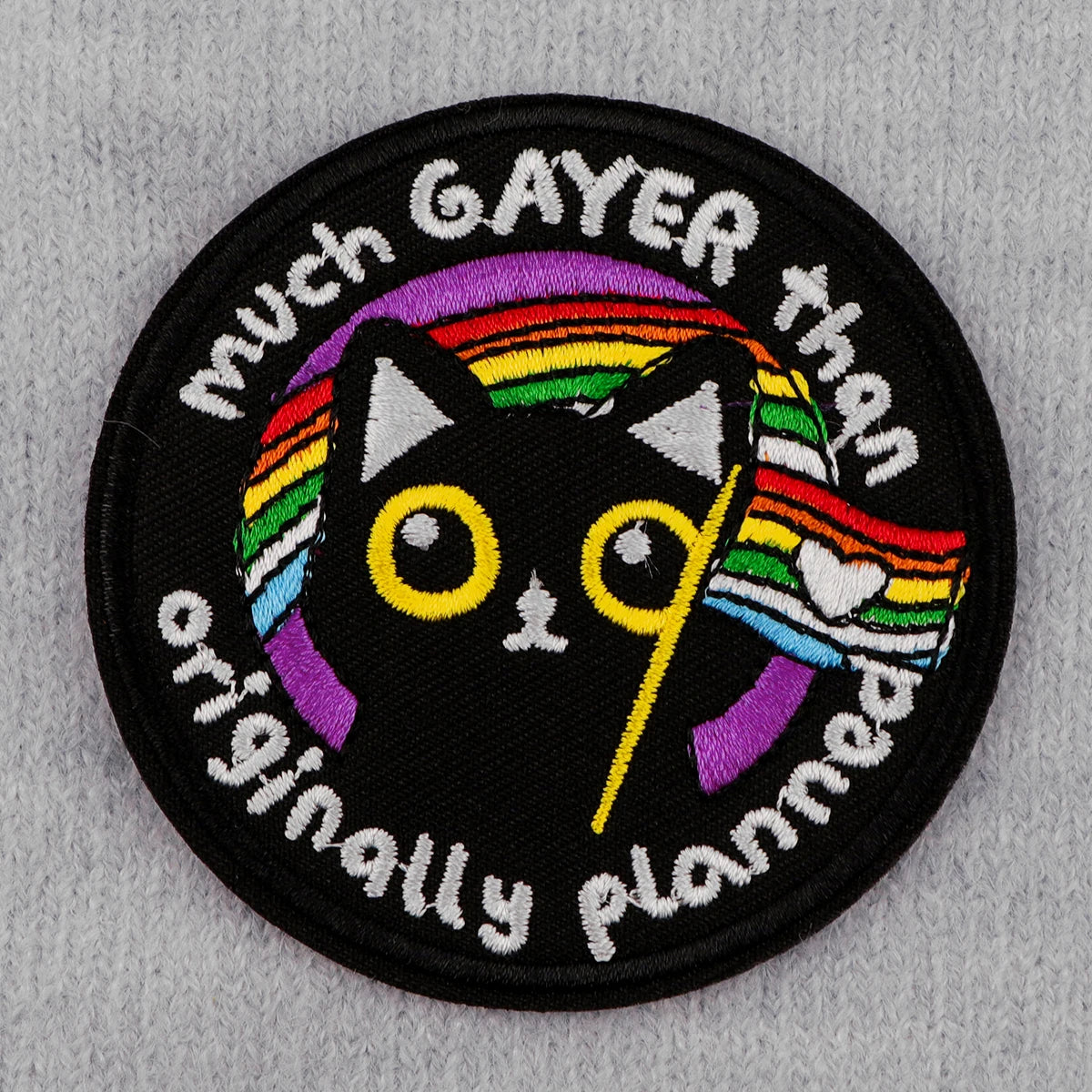Black Cat Embroidery Patch Rainbow Gay Iron On Patches For Clothing Thermoadhesive Patches On Clothes DIY Sew Badges