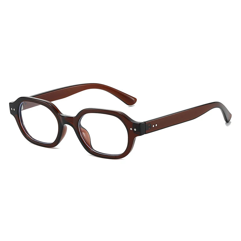 JNPCXI Vintage Rivets Square Sunglasses Women Fashion Clear Tea Tea Gradient Shades UV400 Men Trending Punk Sun Glasses